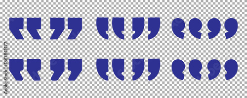 Set of quote mark, quotes icon vector sign design. Deep blue quote icon set.eps10
