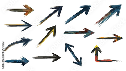 Collection of Hand-Drawn Arrows in Various Directions Perfect for Guidance and Directional Design