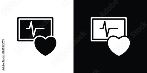 Ekg Icon Set Black And White