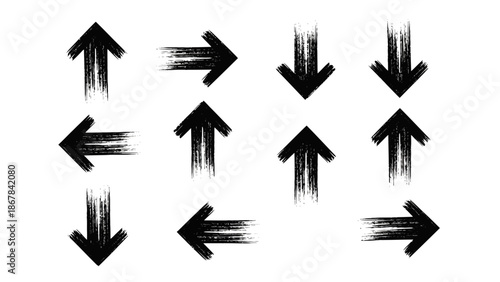 Arrow Directional Set in Black Navigation and Guidance Symbols