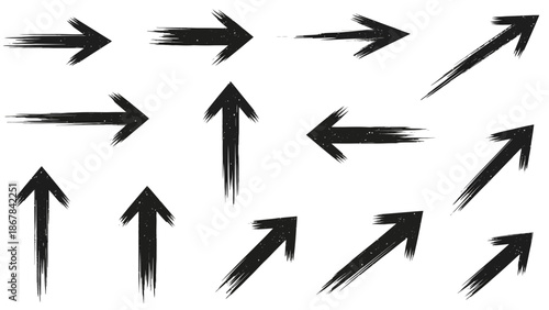 Hand-drawn arrow set with different directions, perfect for pointing and directional design elements