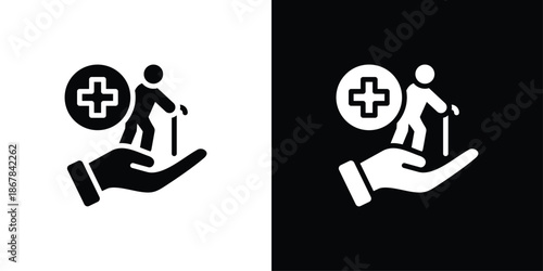 Geriatrics Icon Set Black And White