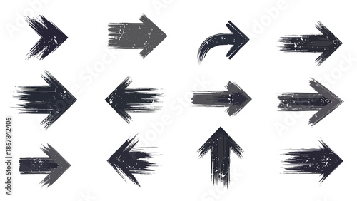 Set of Grungy Arrows for Directional Guidance and Navigation Symbols, Grunge Design Elements
