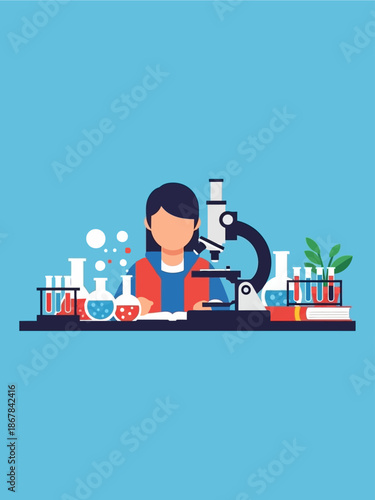 Dedicated young scientist engaged in scientific research and laboratory experiments, exploring new discoveries in a modern educational lab setting