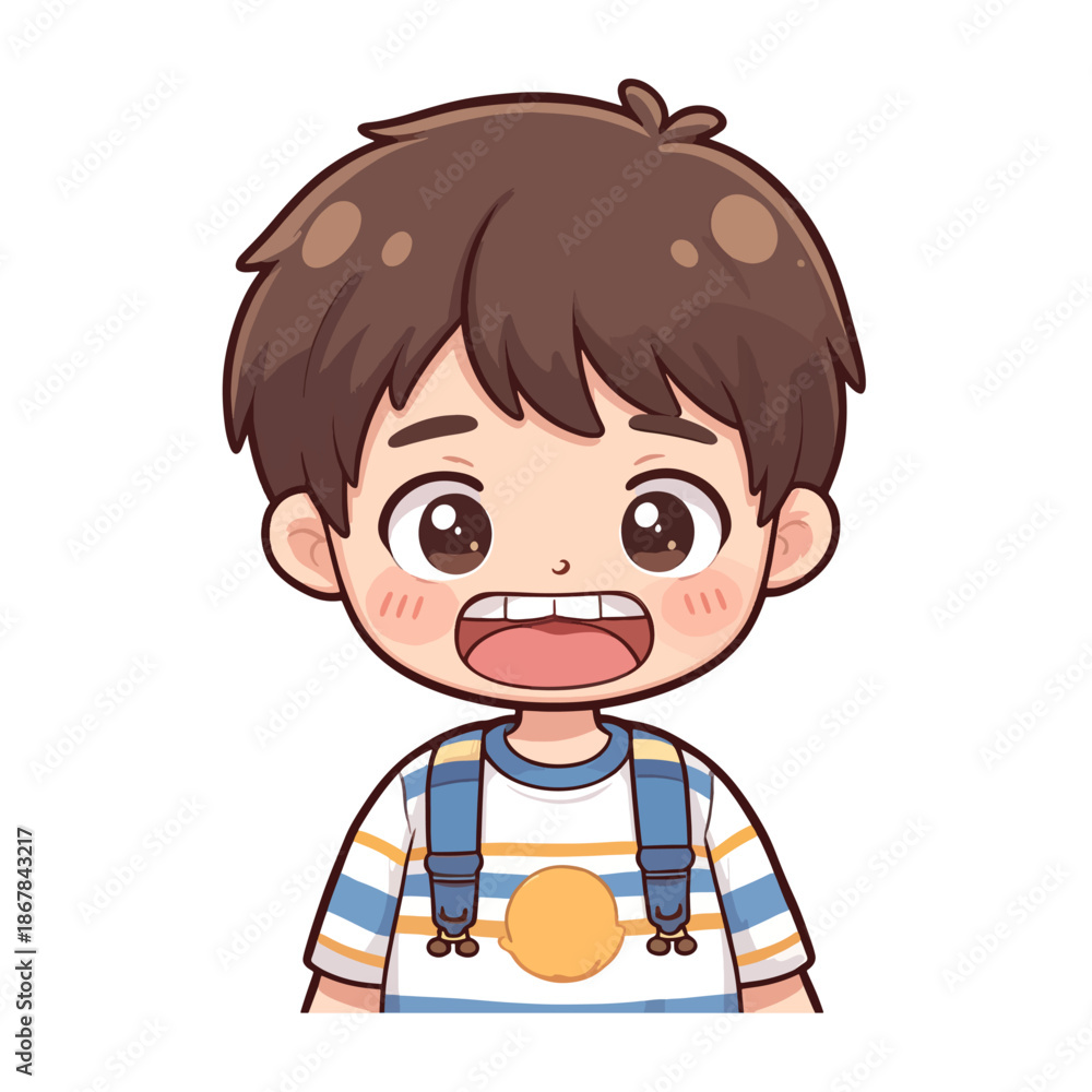 Obraz premium Chibi illustration boy panic expression vector