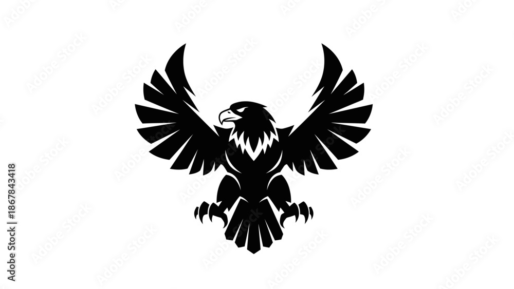 Obraz premium Black Silhouette Eagle in Flight Position.