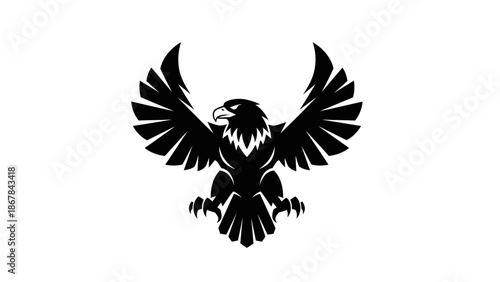 Black Silhouette Eagle in Flight Position.