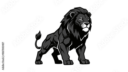 Illustration of a majestic lion standing tall.