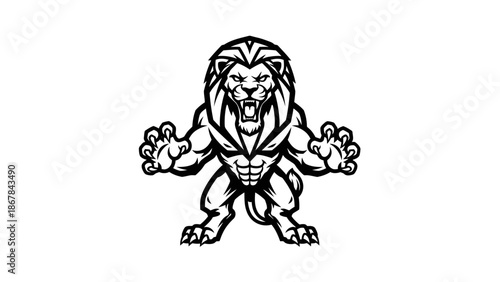 Illustration of a Muscular Lion Character.
