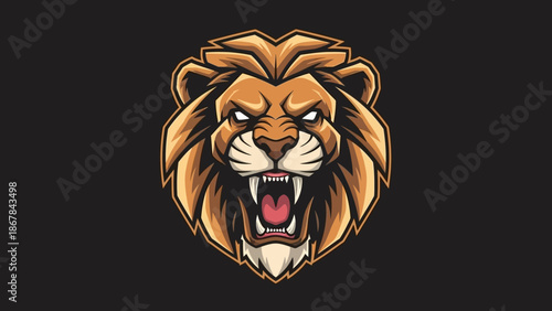 Illustration of a Roaring Lion Head.