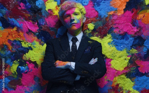 Man Covered in Neon Paint