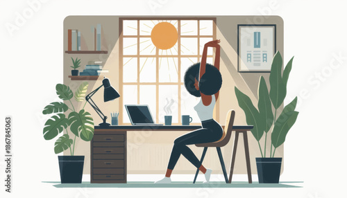 Woman Working on Laptop at Desk 3.