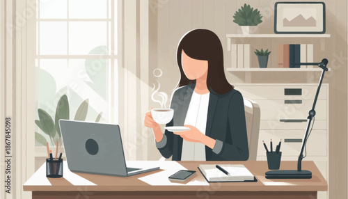 Woman Working on Laptop at Desk 4.