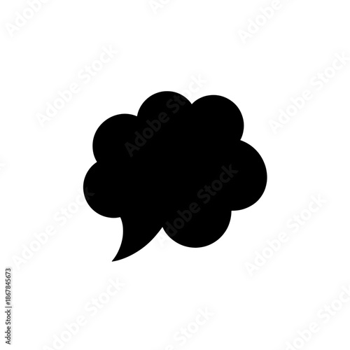 Speech Bubble Icon in Simple Flat Design with Black Color on White Background for Social Media isolated on a transparent background