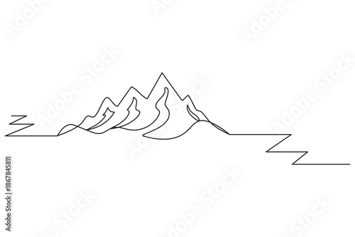 Minimal continuous one stroke drawing illustration jagged mountain range horizon