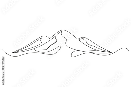Modern single stroke line clean outline style simple mountain ridge profile
