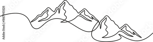 Single flowing line art minimal illustration mountain 