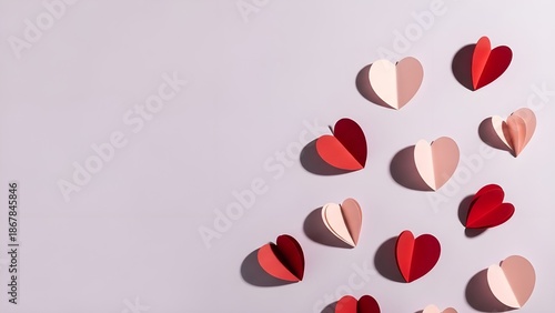 Minimal Paper Heart Background with Copy Space for Valentine Concept