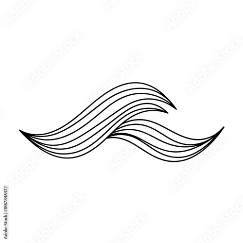 Stylized Mustache Silhouette in Minimalist Black Lines on White Background for Graphic Design isolated on a transparent background