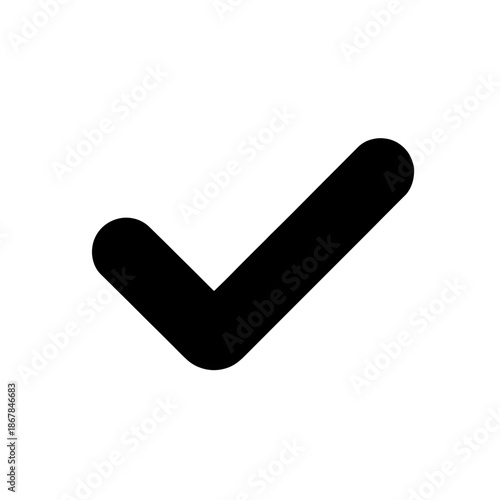 Checkmark Symbol in Simple Design with Dark Color on White Background for UI Icon isolated on a transparent background