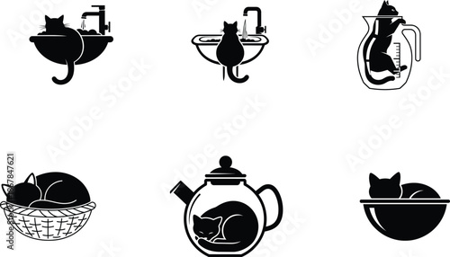 cats in various household items for relaxation and comfort