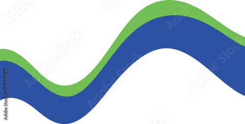 Wavy blue and green abstract lines in modern minimalist style with vibrant colors and smooth curves for digital background isolated on a transparent background