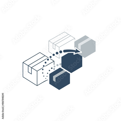 Logistics Boxes in Minimalist Isometric Style with Blue and White Color Scheme on Clean White Background for Supply Chain Illustration isolated on a transparent background