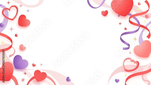 Valentine's Day Hearts and Ribbons A Romantic Background for Celebrations and Love