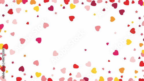 Colorful Heart Confetti on White Background for Valentine's Day and Romantic Celebrations