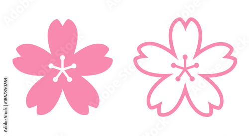 シンプルな桜のアイコンセット_ベクターイラスト