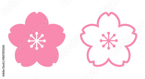 シンプルな桜のアイコンセット_ベクターイラスト