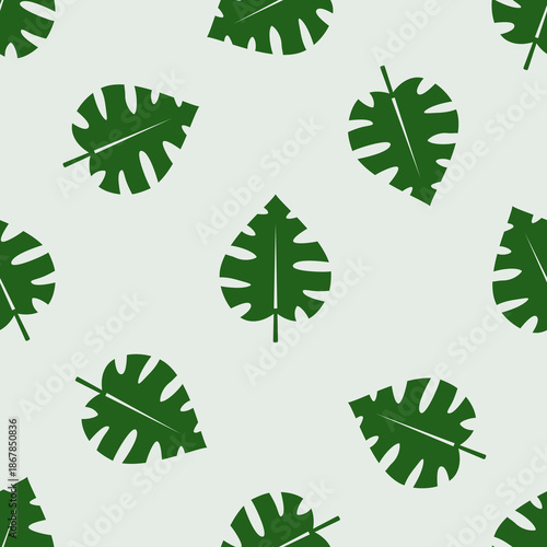 monstera tropical leaf seamless pattern illustration