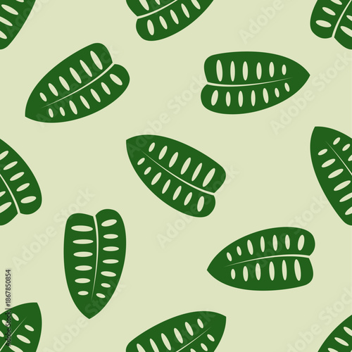 monstera tropical leaf seamless pattern illustration