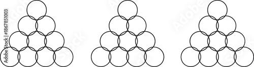 Minimalist geometric circle pyramid vector set with overlapping round shapes for abstract pattern design and modern branding graphics