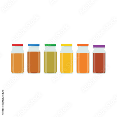 Colorful Juice Bottles with Different Flavors.