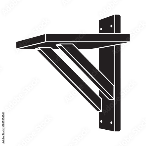 Simple black and white illustration of a wall mounted bracket or shelf support