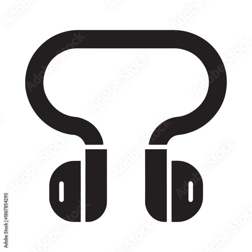 Simple black and white illustration of wireless headphones or earbuds icon