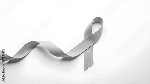 White Awareness Ribbon on Clean Minimal Background
