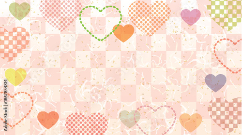 ハート　バレンタイン　カラフル　フレーム　背景