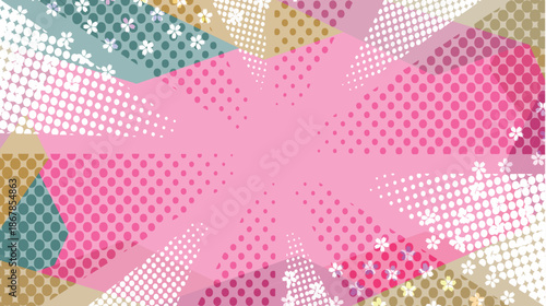 太陽　スクリーントーン　網点　ピンク　背景