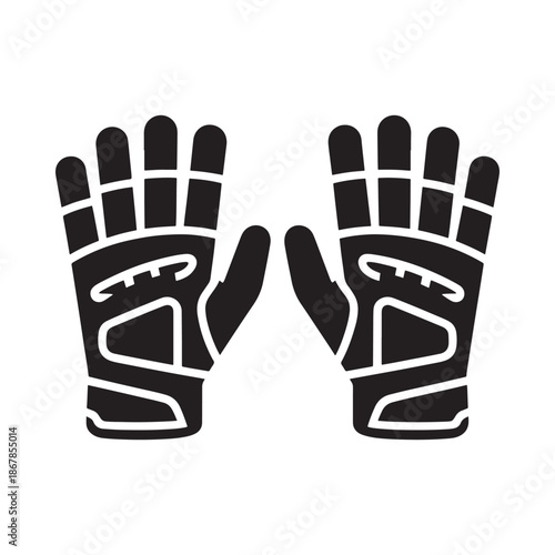 A pair of black gloves facing forward simple icon design