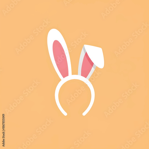 White and pink bunny ears headband for festive occasions.