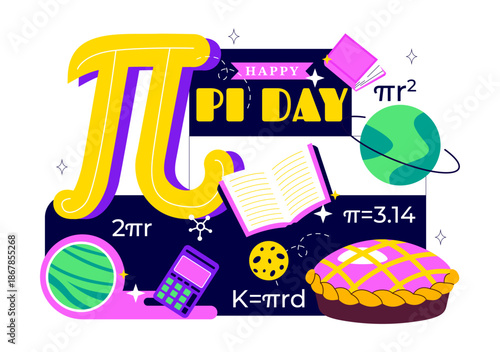 National Pie Day Vector Illustration on January 23 Featuring Delicious Pastry Shells With Various Fillings Flat Style Cartoon Background