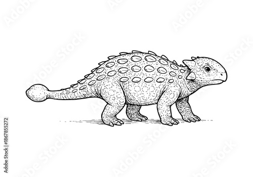 Ankylosaurus hand drawn simple sketch vector illustration