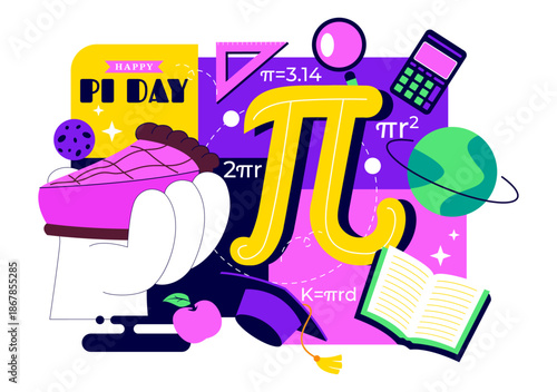 National Pie Day Vector Illustration on January 23 Featuring Delicious Pastry Shells With Various Fillings Flat Style Cartoon Background