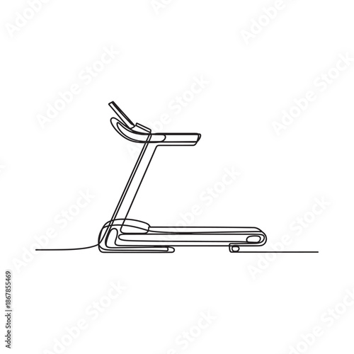 Minimalist line drawing of a modern treadmill for home fitness routines