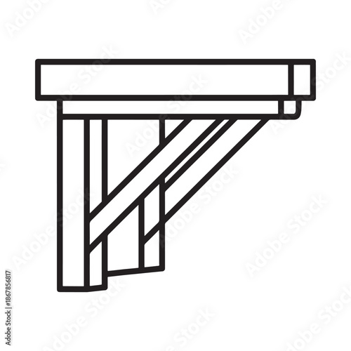 Simple line drawing of a wooden shelf bracket support structure