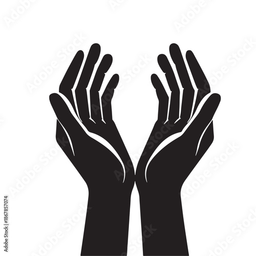 Black Hands in Dua Silhouette Vector, High Quality Illustration on White Background