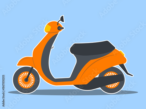 Motor scooter or moped illustration. Modern transportations illustration. Flat vector concept.	