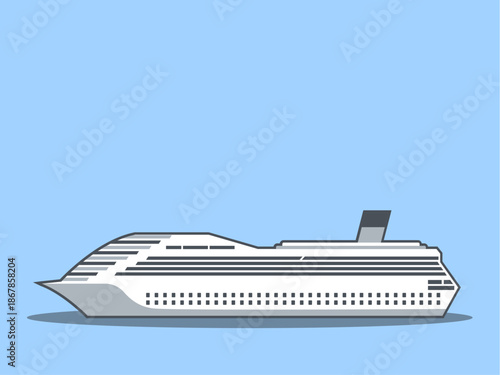 A cruise ship or ocean liner illustration. Modern transportations illustration. Flat vector concept.	